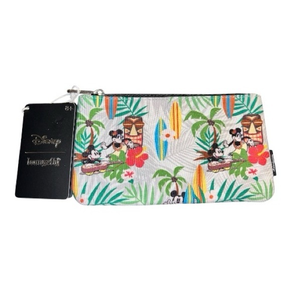 Disney Loungefly Vibrant Mickey Minnie Hawaiian Pouch - Picture 1 of 4